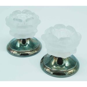Vintage Satin Glass Silver Plate Candle Holders